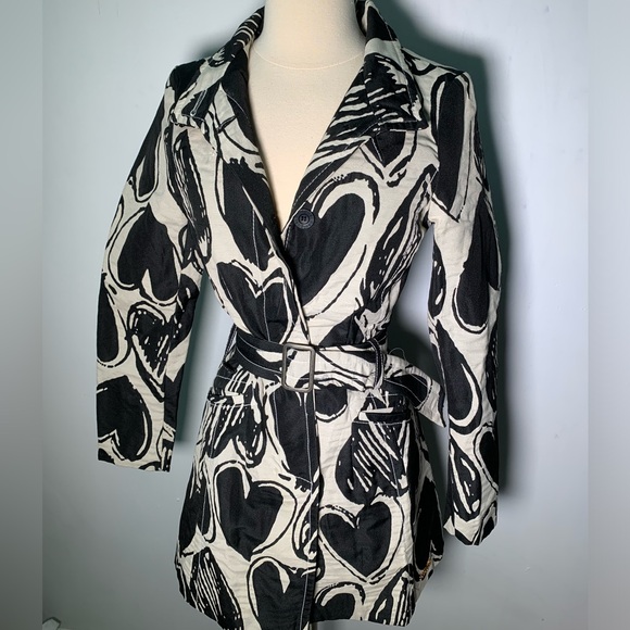 Desigual art heart printed coat size 36 Small - Picture 2 of 16